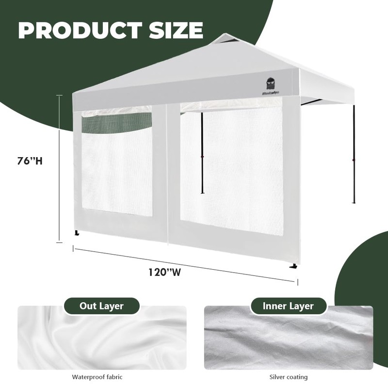 MordenApe Mesh Sidewall for 10x10 Pop Up Canopy - Straight