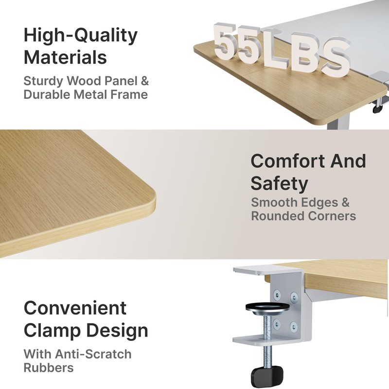 PEGZONE Desk Extender Tray, 28" x 12" Clamp On Desk