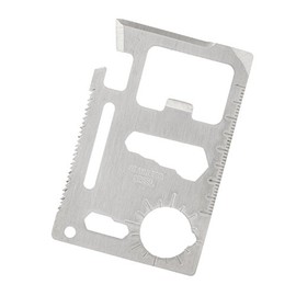 Thirsty Rhino Suviv, Survival Pocket Tool, 11 Function Credit Card Wallet Sized, Stainless Steel, Silver (Set of 4)