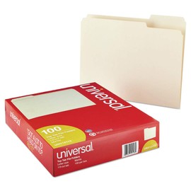 Universal UNV12113EE File Folders, 1/3 Cut Assorted, One-Ply Top Tab, Letter, Manila (100/Box)