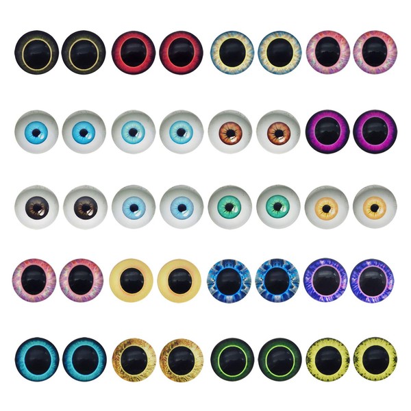 10 Pairs 30mm Owl Bird Human Pupil Glass Eyes for