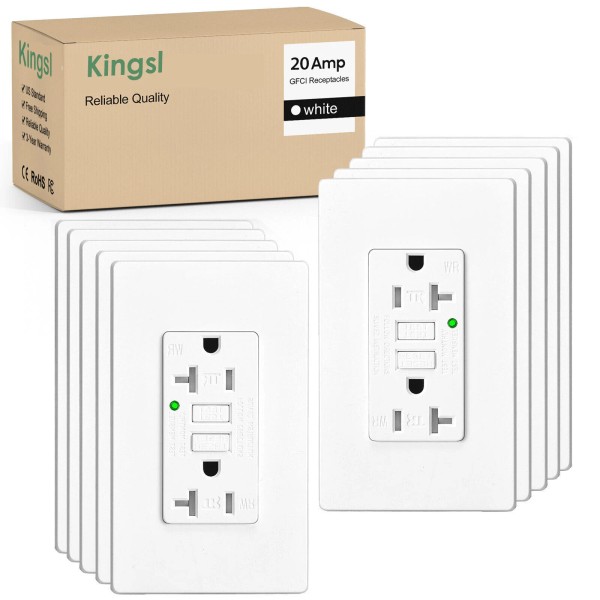 KingSL 20 Amp GFCI Outlet Ground Fault Circuit Interrupter Tamper