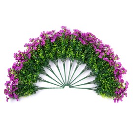 Artificial Fake Plants Flowers for Outdoor Outside Summer Decoration, 12 Bundles Faux UV Resistant Look Real Silk Purple Daisy for Porch Patio Home Window Box Yard Garden Planter