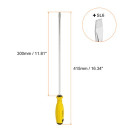HARFINGTON SL6 Flat Head Screwdriver 16.3" Magnetic Slotted Screwdrivers 11.8" CR-V with Ergonomic Handle for DIY Repairing, Yellow