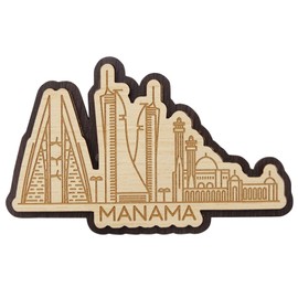 Printtoo Souvenir Engraved Wooden Manama Bahrain City Fridge Magnet Home Decorative