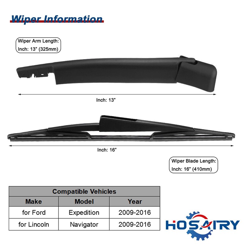 HOSAIRY Rear Wiper Arm Blade Set for Lincoln Navigator 2009-2016,