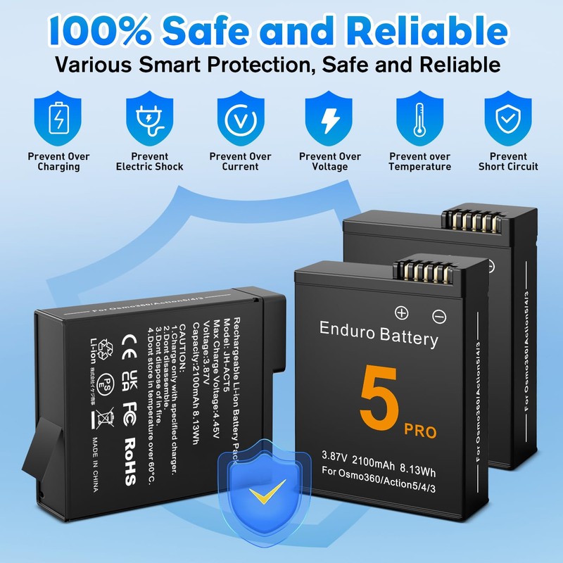 Rszfnjxry Osmo 360 Battery(2 Packs) with 27W Fast Intelligent Bi-Directional