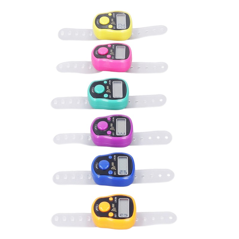 6 Pcs Electronic Finger Counter Portable Lightweight Adjustable Ring Clicker