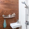 Brushed Nickel 18-inch Safety Grab Bar with Storage Shelf for