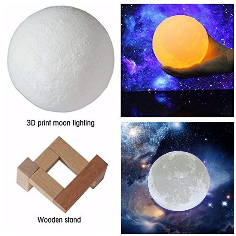 Mayround 3D Full Moon Lamp, 15cm/5.9 Inch LED Lunar Moon