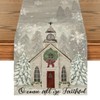 Artoid Mode Church Xmas Trees Snowflakes Merry Christmas Table Runner,
