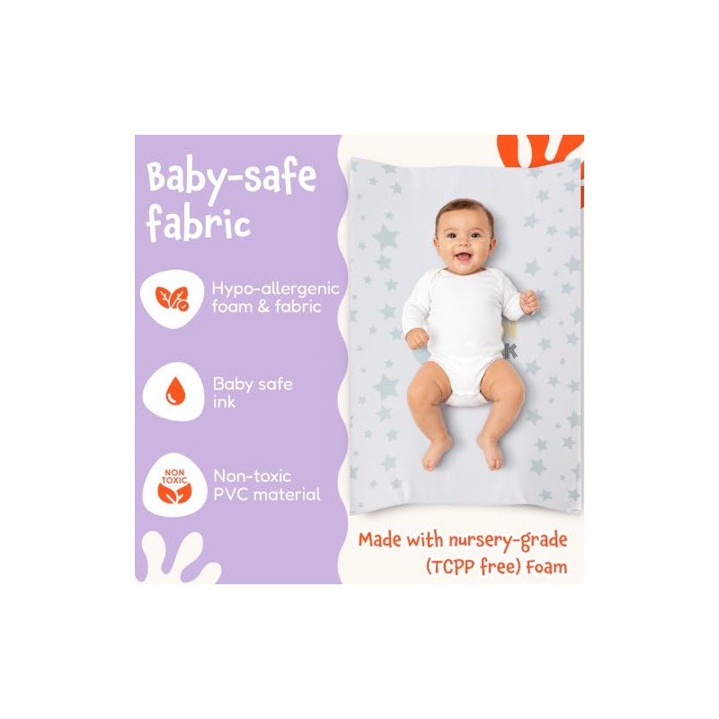Anti-Roll Wedge Baby Changing Mat - Extra Thick & Durable,