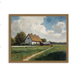 XMMPOT Vintage Country Cottage Wall Art: Abstract Farmhouse Barn Decor Spring Framed Artwork for Walls Decorations Nature Scenery Kitchen Canvas Framed 12x15in