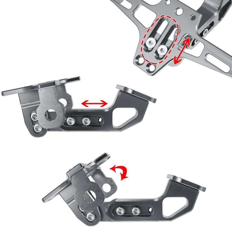 Motoforti Motorcycle License Plate Tail Rear Light Bracket Titanium Tone