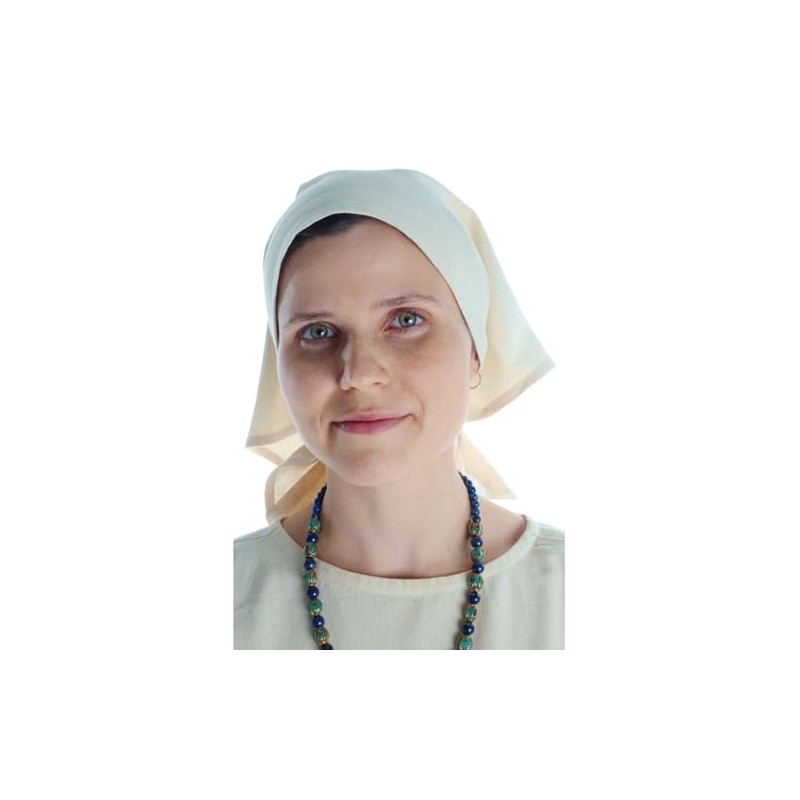 HEMAD Medieval Cotton Headscarf Model: Laudamie, White