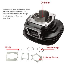 BLACKHORSE-RACING Cylinder Carburetor Piston Gasket Top End Kit Set Rebuild Kit Compatible with Yamaha Blaster 200 YFS200 1988-2006, Replaces# 2XJ-11311-02-00 5VM-14101-00-00