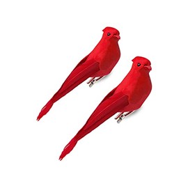 Cardinal Red Birds with Clips - Bird Ornaments or Wreath Embellishment - 2 Piece