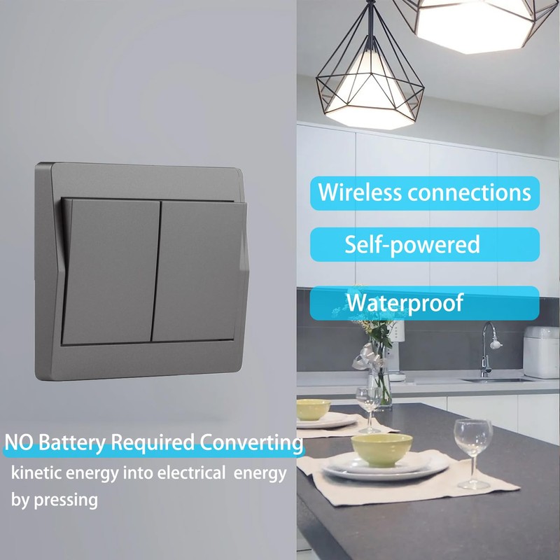 GLOBELEC Self-Powered Wireless Light Switch (No Battery),Remote Control with 328ft