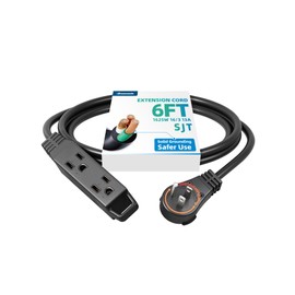 DEWENWILS 360° Rotating Flat Plug Extension Cord, 6FT Extension Cord Rotating Plug, 3 Prong 16/3C Grounded Flat Power Cable for Indoor Narrow Space, 13A/125V/1625W SJT-3, ETL Listed, Black