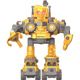 LEXiBOOK Robotruck®, 5 in 1 Build-Your-own Robot kit, transformable Construction Vehicles 5 in 1, DIY, Construction, Building, Truck, Educational Kids' Toy, Yellow, ROBD10