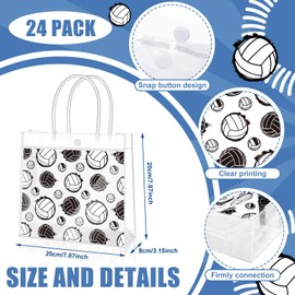 HyqehrtYazc 24 Pcs Volleyball Goodie Bags Bulk PVC Clear Volleyball Gifts Bag with Handles Snack Pouch for Sport Theme Birthday Party Favor
