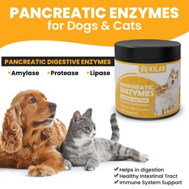 Pancreatic Enzymes for Dogs - Kilab - Pancreatin for Dogs and Cats - Pancreatic Enzyme - 10x digestive enzymes - Designed for Pets with EPI (8.8 oz)