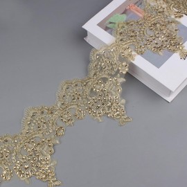 10 Yards 14 cm Vintage Lace Ribbon Embroidery Lace Crochet Ribbon Lace Trim Crochet Lace Ribbons Decorative Ribbon for Sewing DIY Crafts Wedding Decoration Gift Box Scrapbooking Gold A
