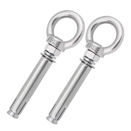 2 Pcs Long Eye Bolt with Ring M8 x 70 mm 304 Stainless Steel Wall with Nut Washer Expansion Anchor Bolts Masonry Concrete Screws