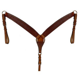 Showman Argentina Cow Leather Basketweave Tooled Breast Collar