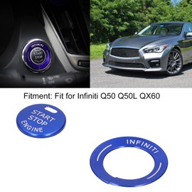 Cunyuer Engine Push Start Stop Button Cover Compatible with Infiniti Qx60, Aluminum Alloy Ignition Button Decoration Trim & Ring Protector Stickers Interior Decor (Blue)