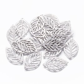 Ipotkitt - 200 dijes de hojas de acero inoxidable 304 de hojas de árbol huecas de hojas de árbol para hacer joyas, manualidades, arete, collares, pulseras, llaveros, decoración de cartera