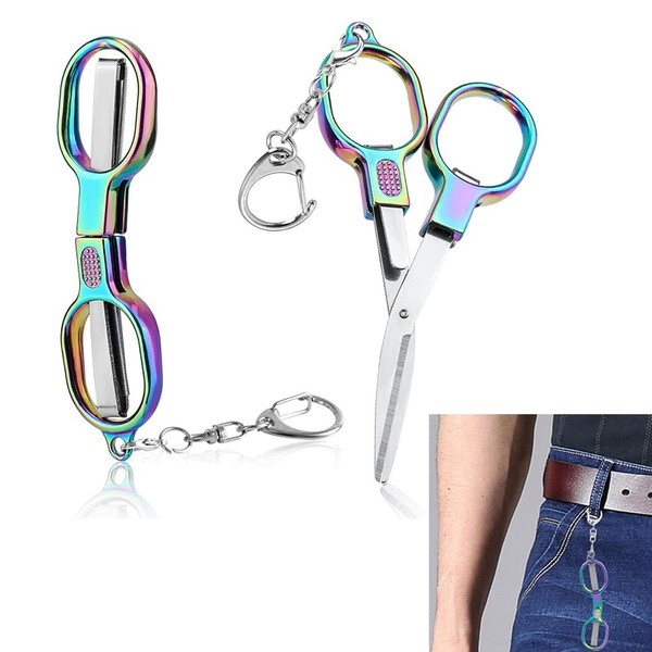 WADY 2pcs Mini Folding Scissors, Safe Portable Travel Scissors with