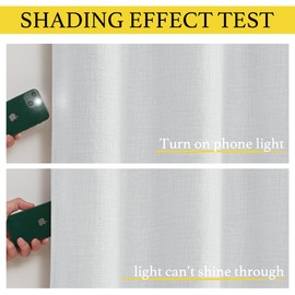 NICETOWN Faux Linen Curtain Valances, Short Cafe Curtains Kitchen Tiers, Room Darkening Small Window Curtains Treatment Grommet Top for Bathroom/Basement(2 Panels, 34x24 Inches, Greyish White)