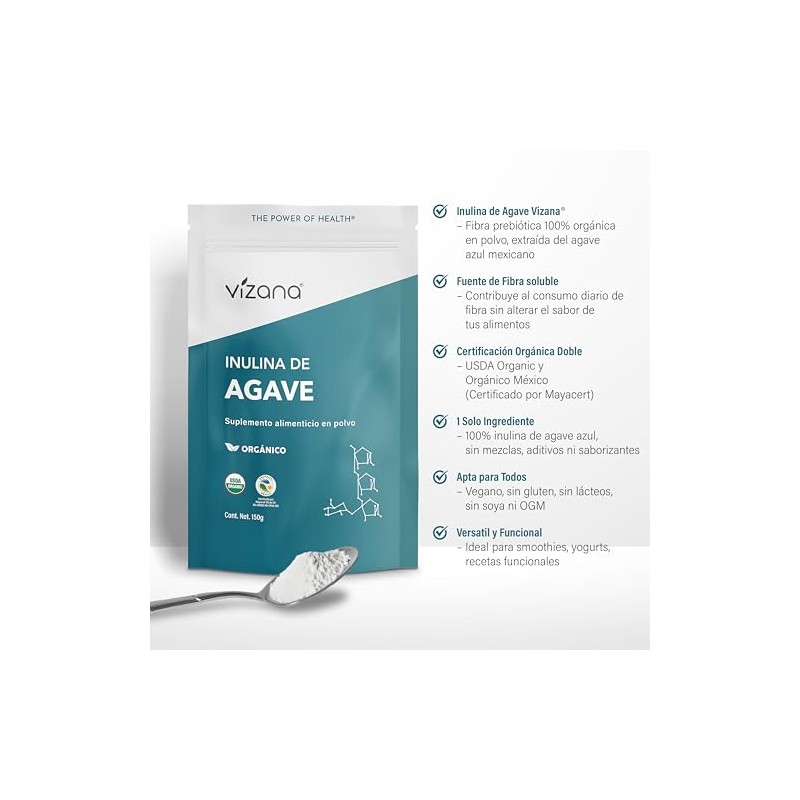 VIZANA NUTRITION | Inulina de Agave Orgánica Certificada USDA en