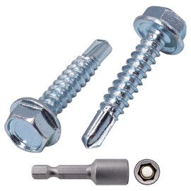 SKIR'CO (Pack of 200) DIN 7504K Galvanised Steel 4.8 x 25mm Screws Self Drilling Tapping Screw Hex Head