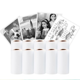 Vretti Thermal Printer Paper, 10 Rolls Sticker Printer Paper, Printable Thermal Paper 57 x 30 mm for Portable Mini Printers