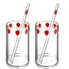 2juegos Vasos De Fresa Con Pajita Taza De Transparente Para