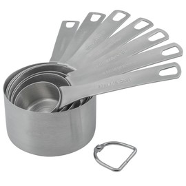 Smithcraft Measuring Cups Set of 7, 18/8 Stainless Steel Measuring Cups with 1/8, 1/4, 1/3, 1/2, 2/3, 3/4 & 1 Cup for Kitchen & Baking, Dry and Liquil Metal Metric Measure Cups Set