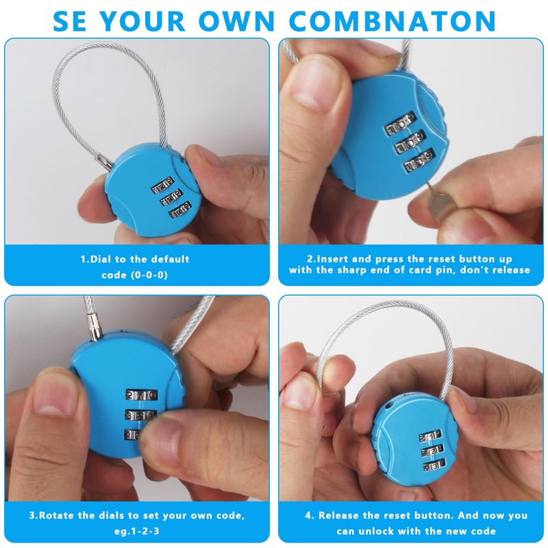 6pcs Combination Padlocks, Padlocks with Code Padlock, Small 3 Digit