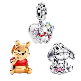 RMMY Charm Pendant, S925 Sterling Silver Cartoon Animals Bracelet Bead for European Bracelets, Necklace, Mother's Day Jewellery Gift, Christmas, for Men and Women, Silver