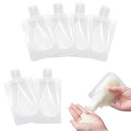 BQRKOTM Pack of 6 Travel Cosmetic Containers, Refillable Empty Squeeze Bags, Travel Bottles 50 ml, Reusable Squeeze Pouches Transparent, BPA Free, for Travel, Camps, Business Trips