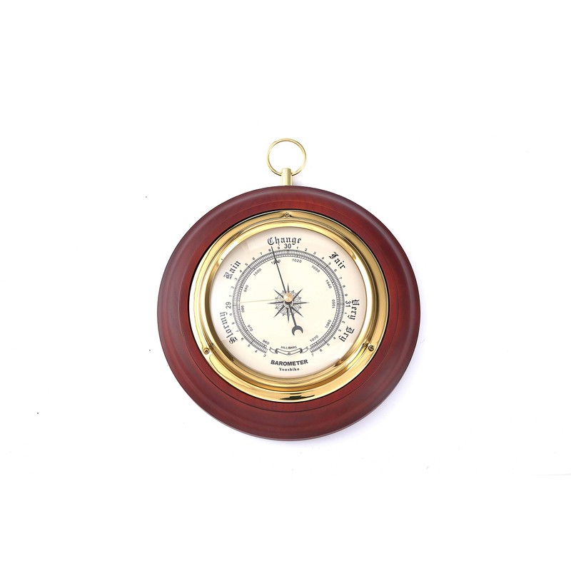 Youshiko (Latest 2024 Version) Traditional Barometer Mahogany Wood Surround Forecaster
