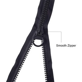 WANDIC 20#Separating Jacket Zippers,1PC 150CM Double Open Super Large Plastic Zipper Black Teeth Heavy Duty Zippers for DIY Sewing Tailor Crafts Bags Tents