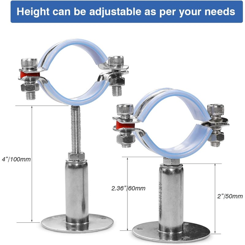 AKIHISA 1-37/64 Inch Ceiling Mount Pipe Support,2 Pack Adjustable 304