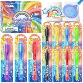 GIFTINBOX Invisible Ink Pen with UV Light for Kids, 12PCS Spy Pen Party Favors for Kids 8-12, Magic Marker for Secret Message, School Supplies Birthday Goody Bag Stuffers for Boys Girls