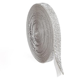 Zuihug 0.4 in Sparkling Rhinestone Ribbon for Crafts - Self Adhesive Crystal Strips, Rhinestone Stickers, Glitter Tape - Versatile Rhinestone Trim for DIY Projects and Decorations (Silver, 4 Yards)