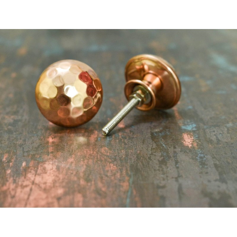 ARTISNO Hammered Copper Door Knobs Cabinet Pulls - Decorative Drawer