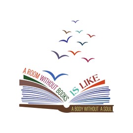 ADECALS Open Book Wall Sticker A Room Without Books is Like A Body Without A Souls Colorful Decor Reading Book Wall Art Removeable Quote Vinyl Decals (Book01-1)