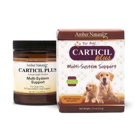 Amber NaturalZ Carticil Plus Herbal Supplement for Dogs | Multi System Support is a Blend for Digestive, Respiratory, and Cardiovascular Health | 30-Day Medium Dog Supply | Manufactured in The USA