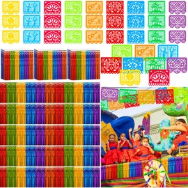 Yuxung 9 Pcs Cinco De Mayo Parade Float Decoration Including 5 Pcs 19.7 ft Pleated Fan Flag Fringe Half Fan Banner 4 Pcs Banner Flag Bunting Garland